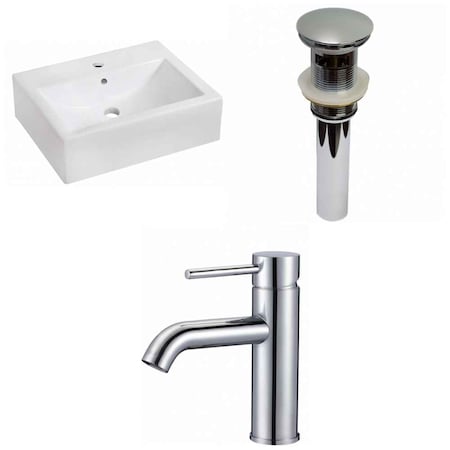 AMERICAN IMAGINATIONS 20.25-in. W Wall Mount White Vessel Set For 1 Hole Center Faucet AI-30298